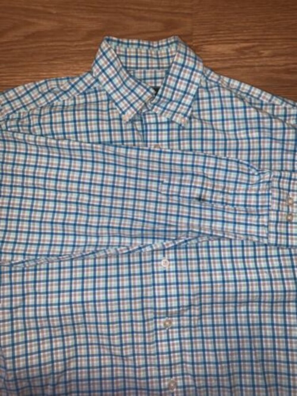 Southern Shirt Button Down Shirt Mens Small Blue Orange Plaid Long Sleeve